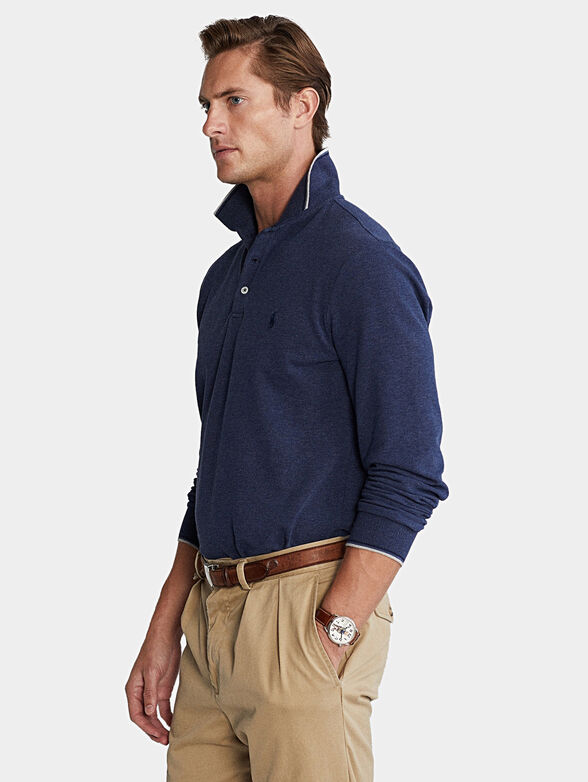 Blue polo-shirt with long sleeve - 1