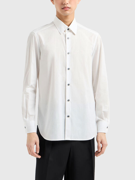 Cotton shirt with all-over jacquard logo - 1