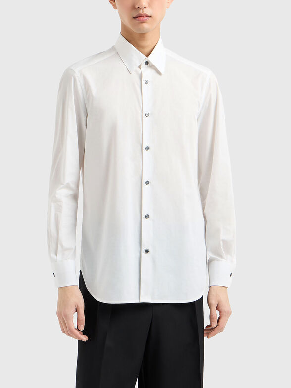 Cotton shirt with all-over jacquard logo - 1