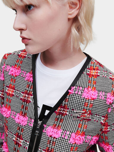 Boucl&eacute; cropped plaid jacket  - 4