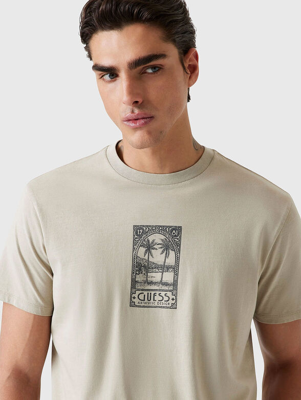 ECRU cotton T-shirt with accent print - 4