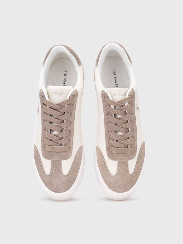 Leather sports shoes with suede details - 6