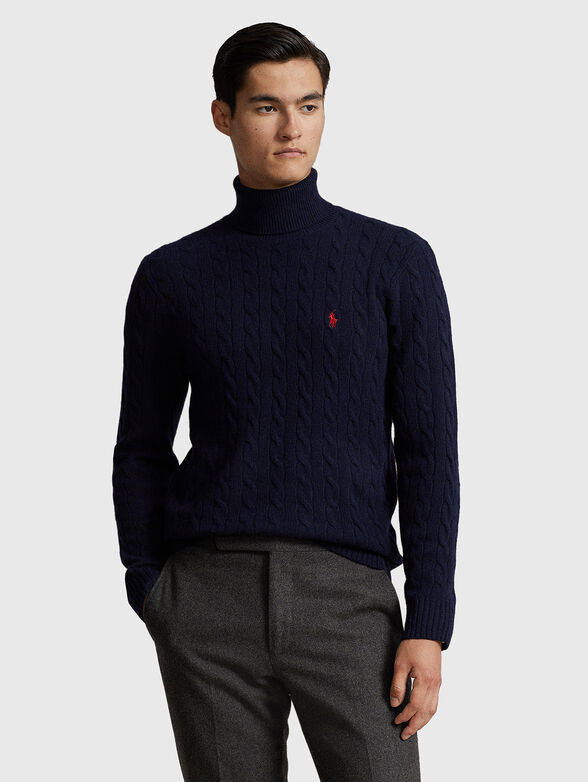 Sweater with polo collar and contrast embroidery - 1