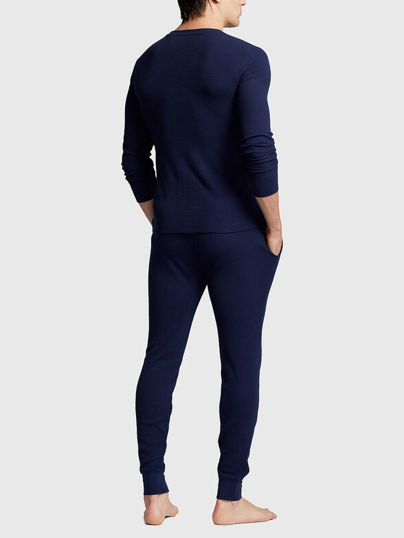 Dark blue two-piece pyjamas with embroidery - 1