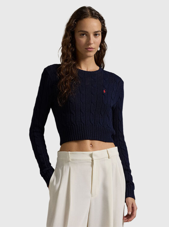 Скъсен пуловер с бродирано лого - 1