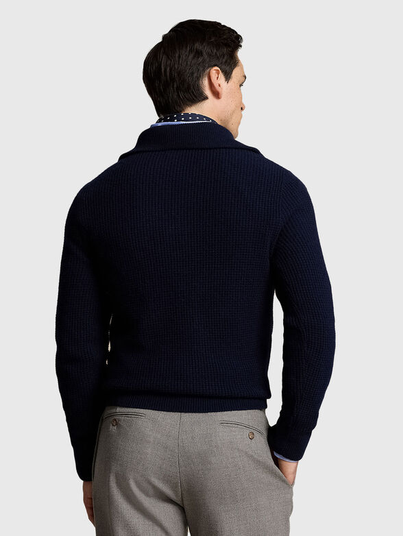 Dark blue wool blend sweater - 3