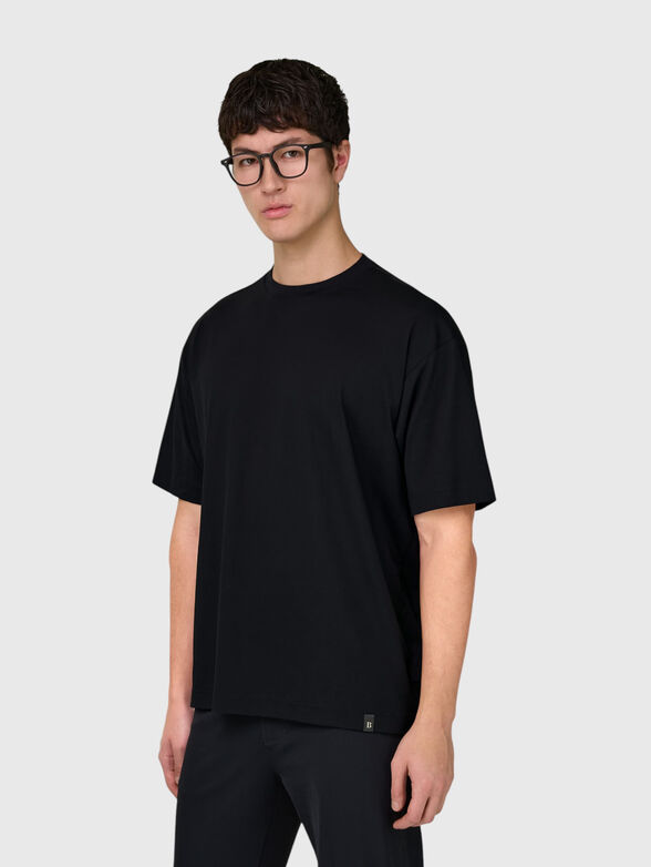 Black T-shirt with a round neckline - 1