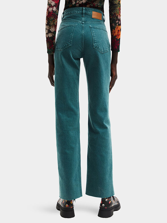 Wide leg denims in turquoise color - 2