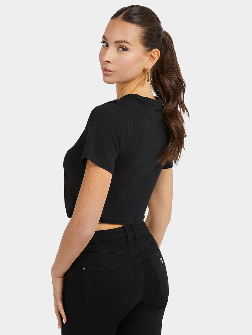 Black cropped T-shirt with logo accent - 3