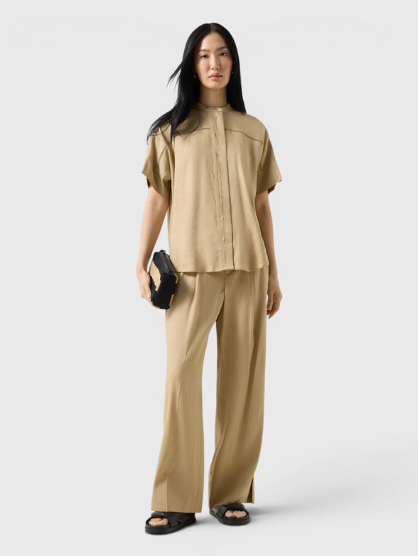 Candy linen blend pants in beige - 6