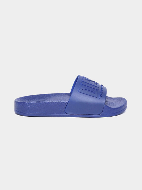 Сини плажни чехли с релефно лого - 1