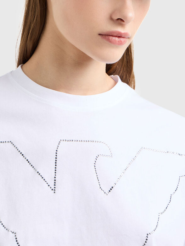 Cropped T-shirt with rhinestone - 4