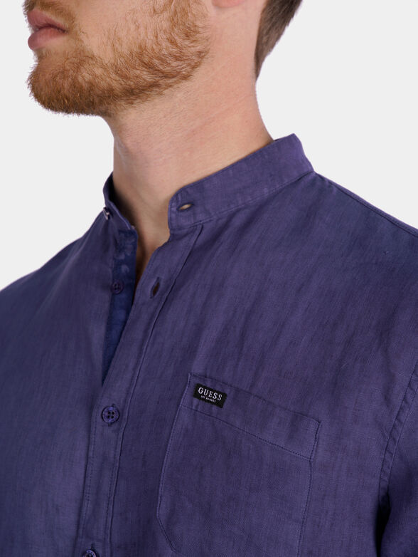 KOREAN Linen shirt with mandarin collar - 3