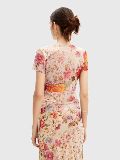 Short sleeve blouse with floral print - 3