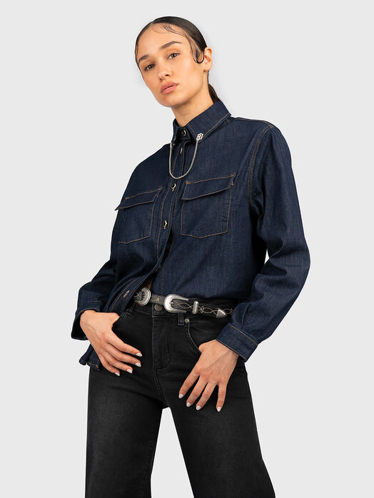 Denim shirt with accent pockets 