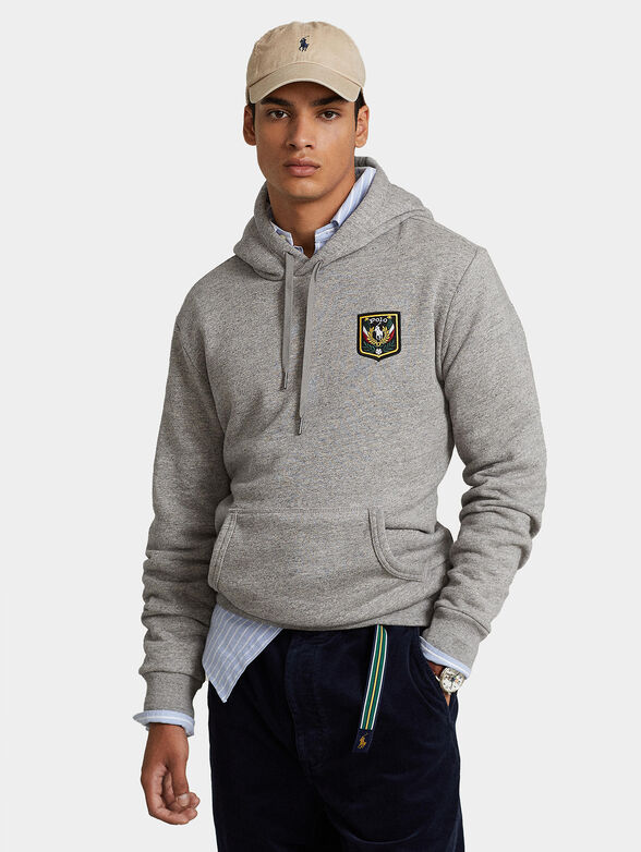 Sweatshirt with contrast embroidery and hood - 1