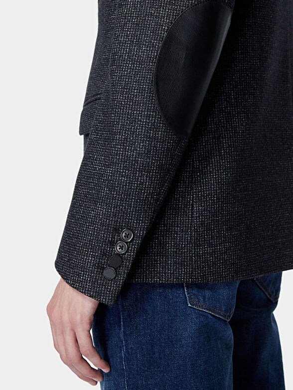 Wool jacket with leather elbow inserts - 3