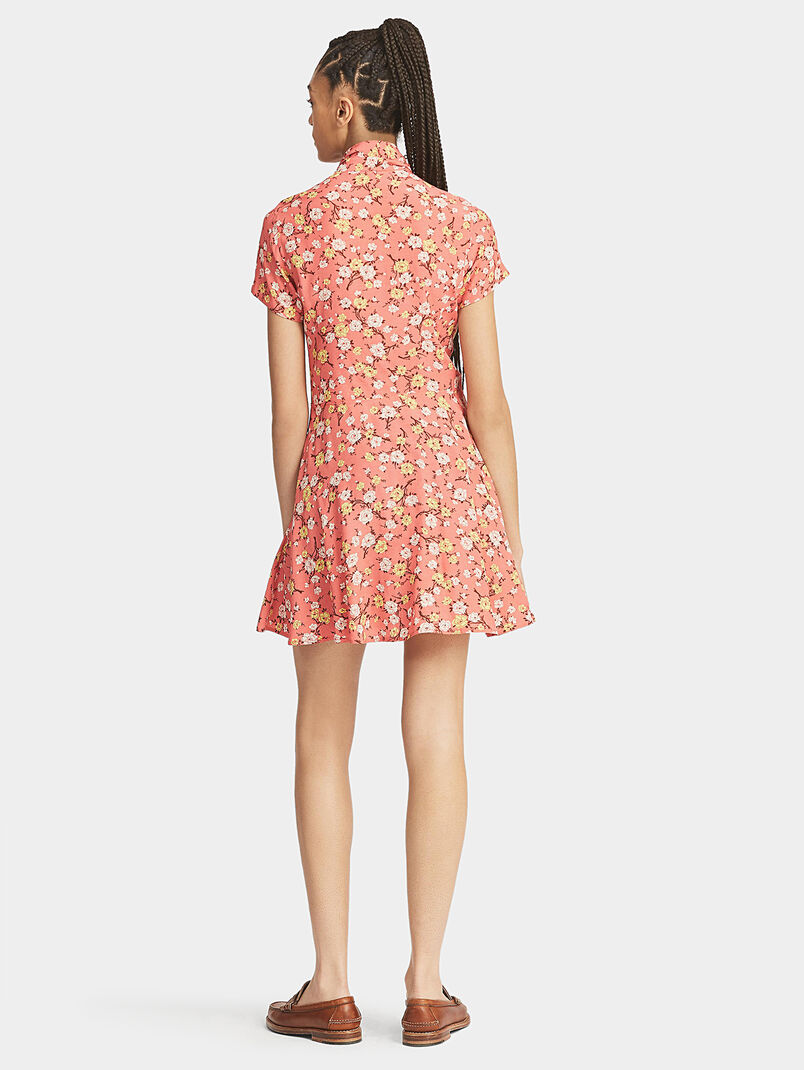 Cotton mini dress with floral print - 3