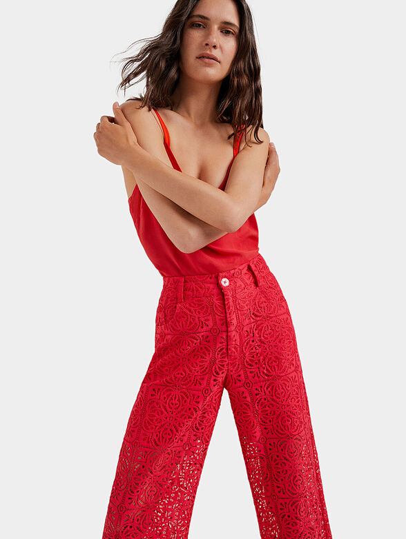 Red lace pants - 4