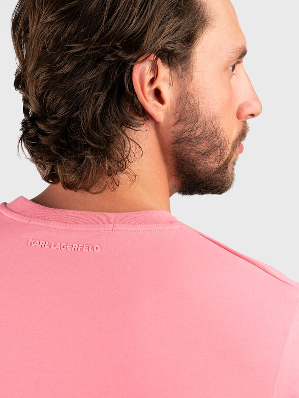 Pink T-shirt with logo embroidery  - 3