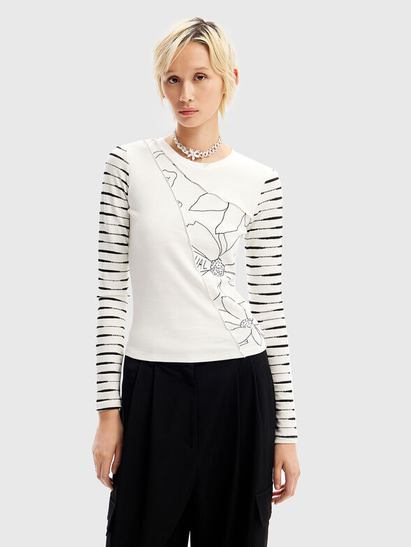 White blouse with oval neckline  - 1