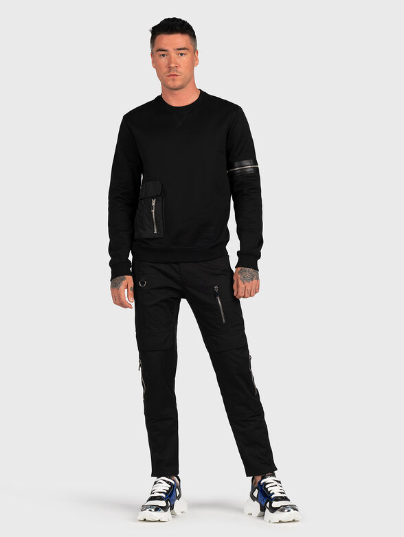 Black sweatshirt with decorative zippers - 2