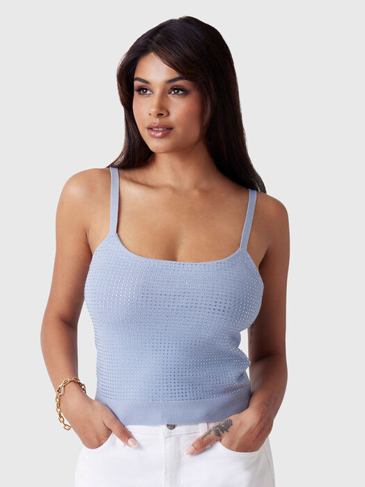 Rhinestones tank top with thin straps