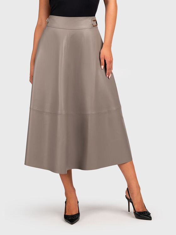 Black midi skirt in eco leather - 1