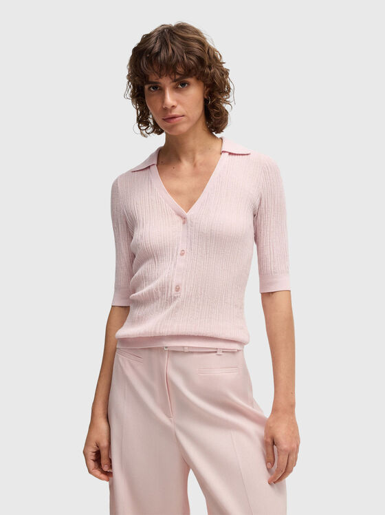 Knitted wool blend sweater with short sleeves - 1