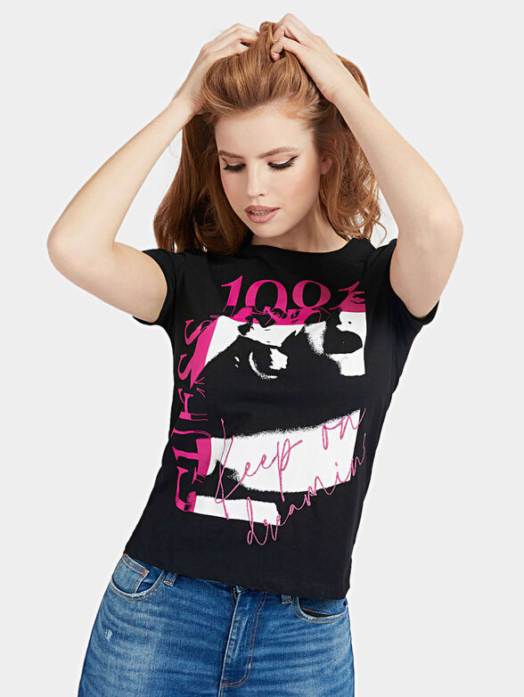 Cotton t-shirt with contrasting print - 1