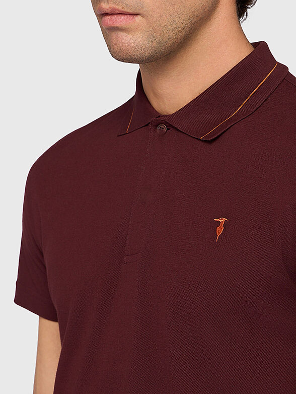 Cotton polo shirt with accent collar - 4