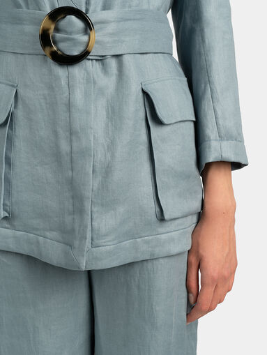 Linen jacket in light blue - 5