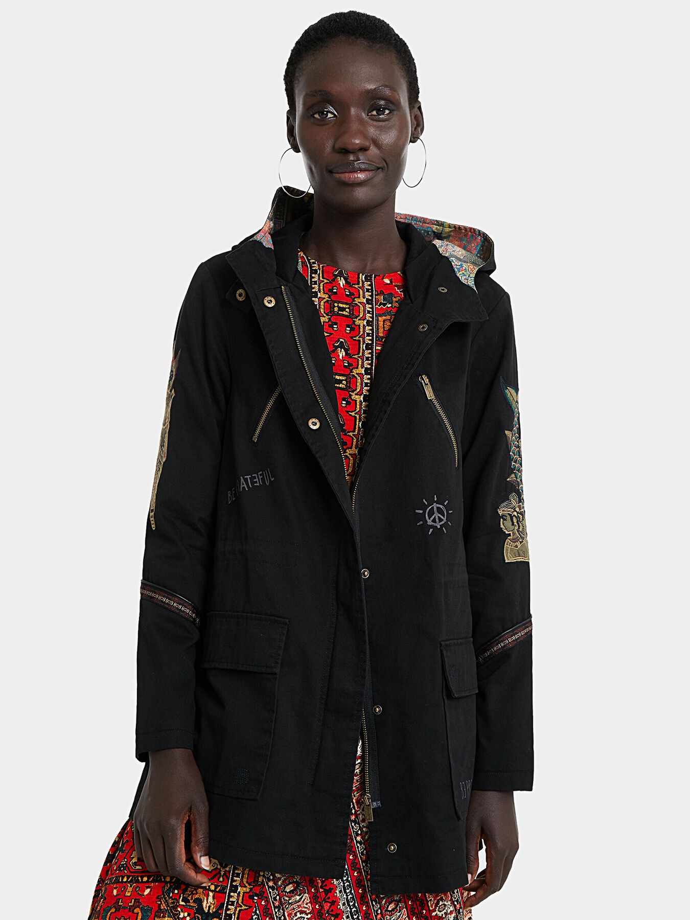 DUNIA Parka with embroidery brand DESIGUAL Globalbrandsstore en