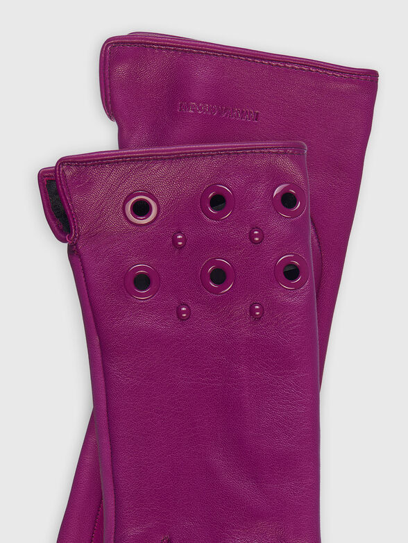 Leather gloves with eyelets - 2
