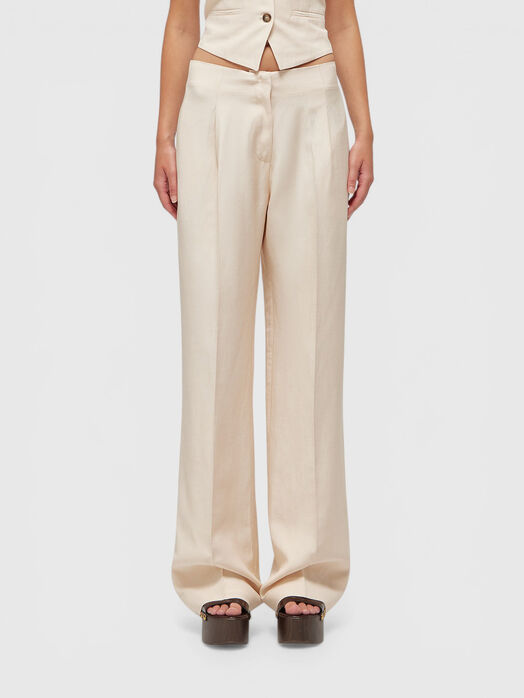Straight-leg pants made from linen blend