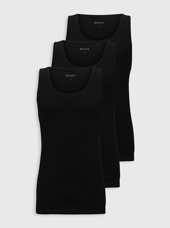 Комплект от три памучни потника в черен цвят - 1