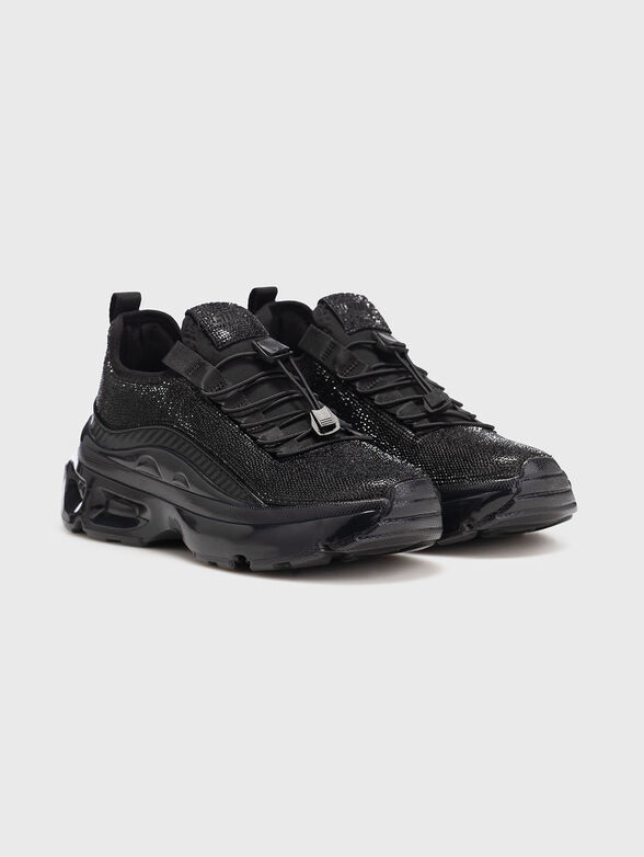 Black sports shoes with rhinestones - 2