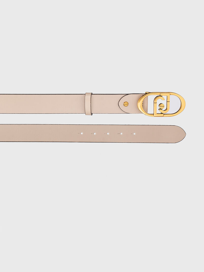 Leather belt with logo buckle - 3