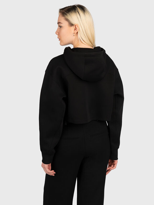 Black cropped sweatshirt with hood - 2