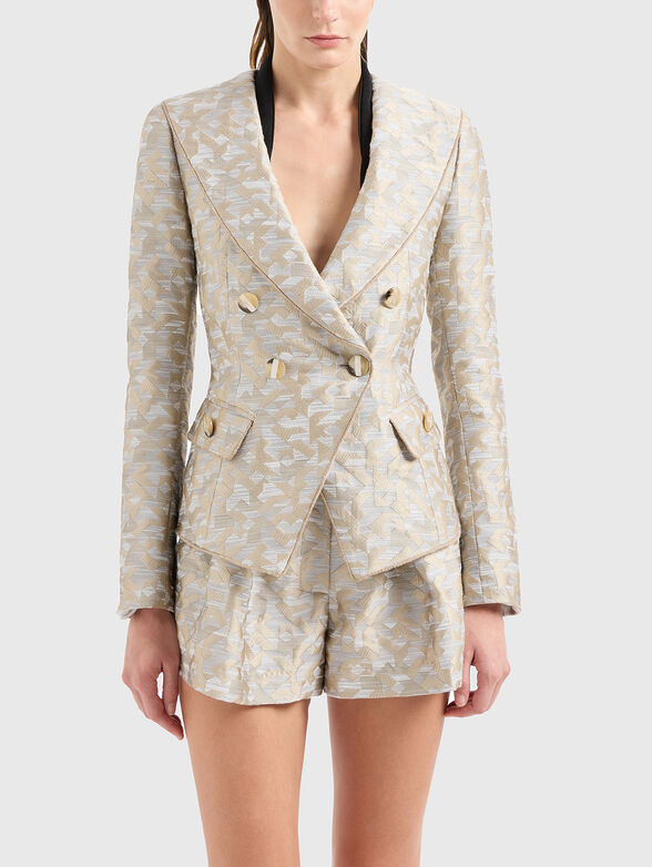 Jacquard jacket with double-breasted fastening  - 1