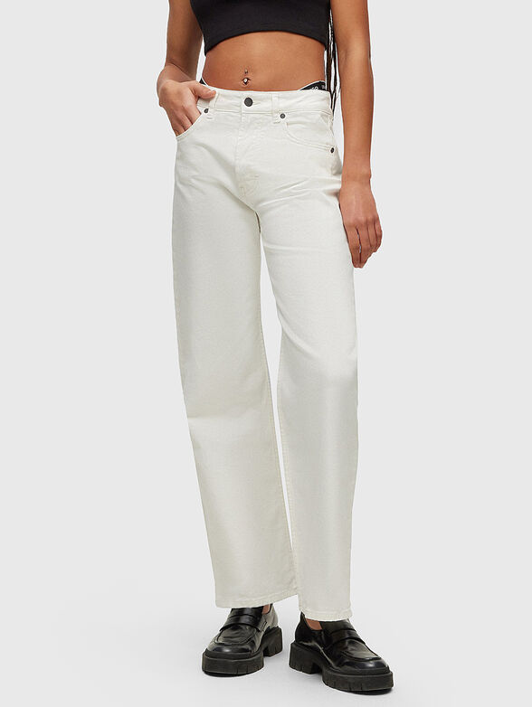 White cotton jeans with logo detail - 1