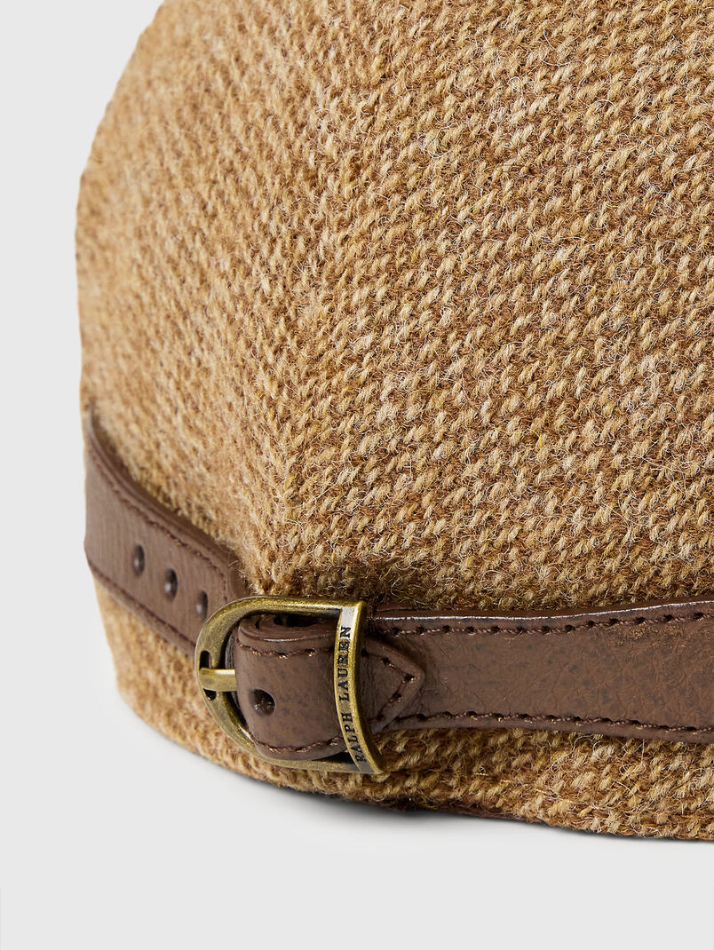 Tweed newsboy cap in beige - 3