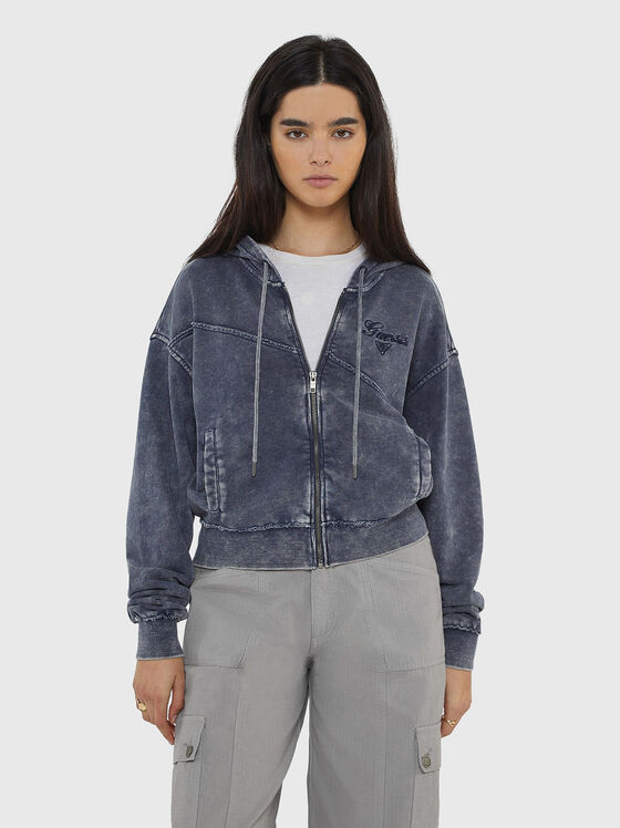 Суитшърт с избелял ефект в син цвят - 1