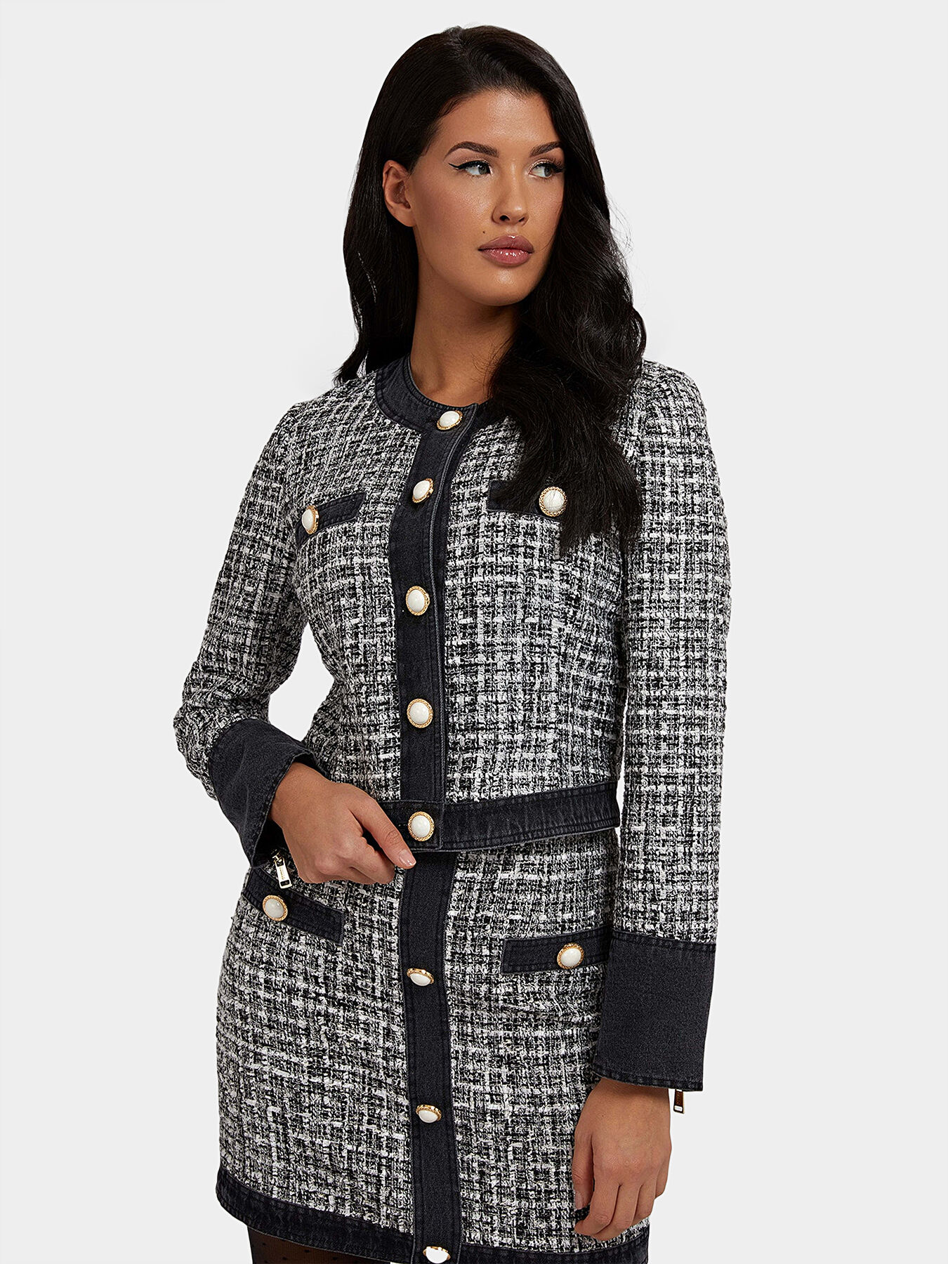 Guess tweed coat store