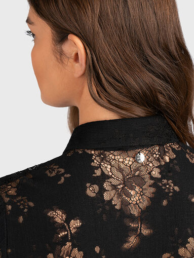 Black shirt with lace accents - 4