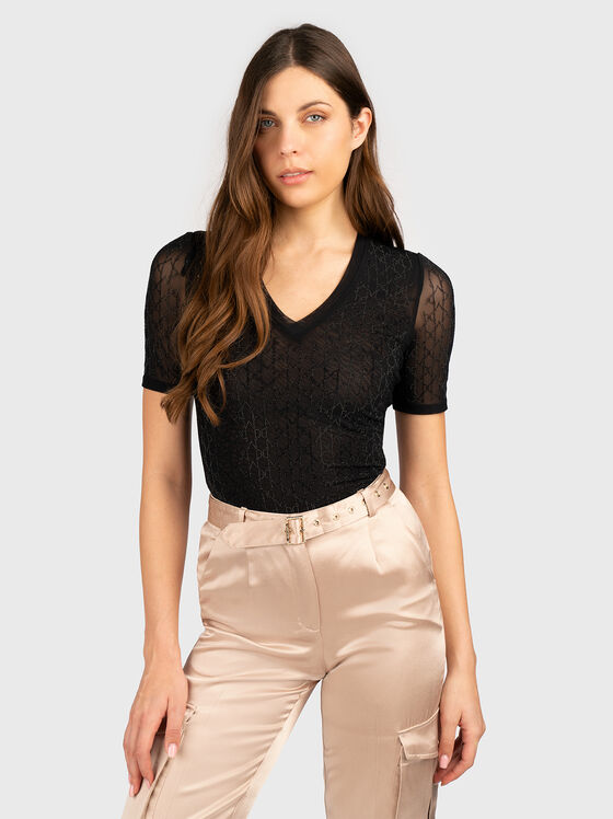 Черна блуза ARIA с апликирани кристали - 1