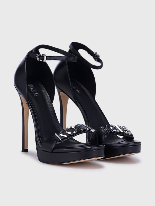 JORDYN black sandals with metal logo lettering - 2