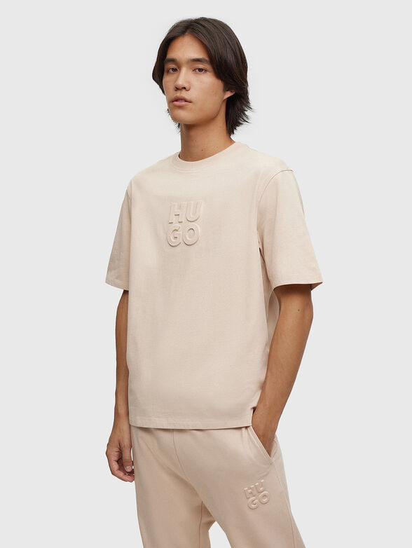 Cotton T-shirt with logo motif - 1
