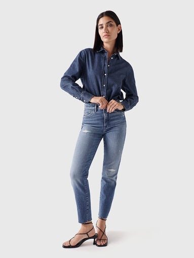 Blue jeans with rips  - 5