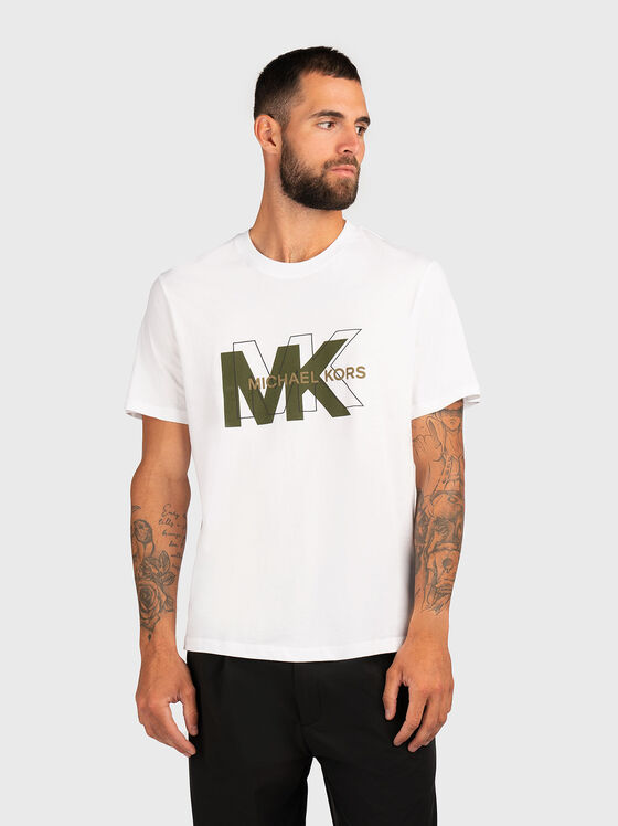 Бяла тениска с лого детайл - 1